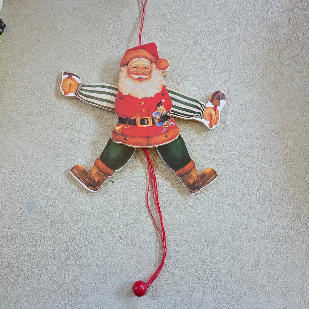 Vintage Santa Claus Pull String Toy‎ Christmas Holiday Decoration Ornament